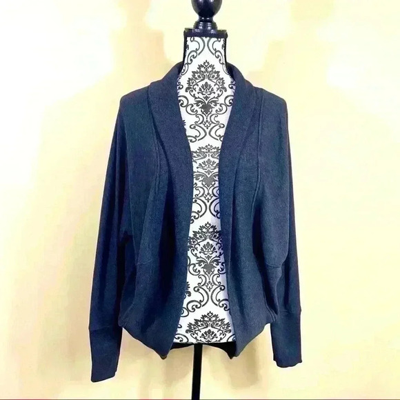 Davina Charcoal Open Front Cardigan Shrug Sweater - Picture 1 of 11